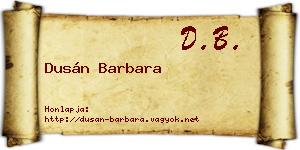 Dusán Barbara névjegykártya